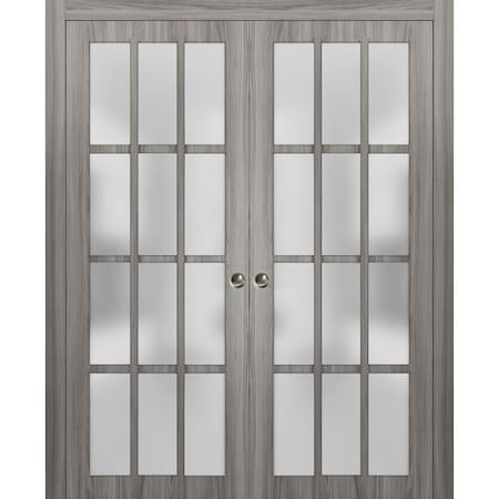 Sartodoors Double Pocket Interior Door, 60" x 80", Gray FELICIA3312DP-GA-60